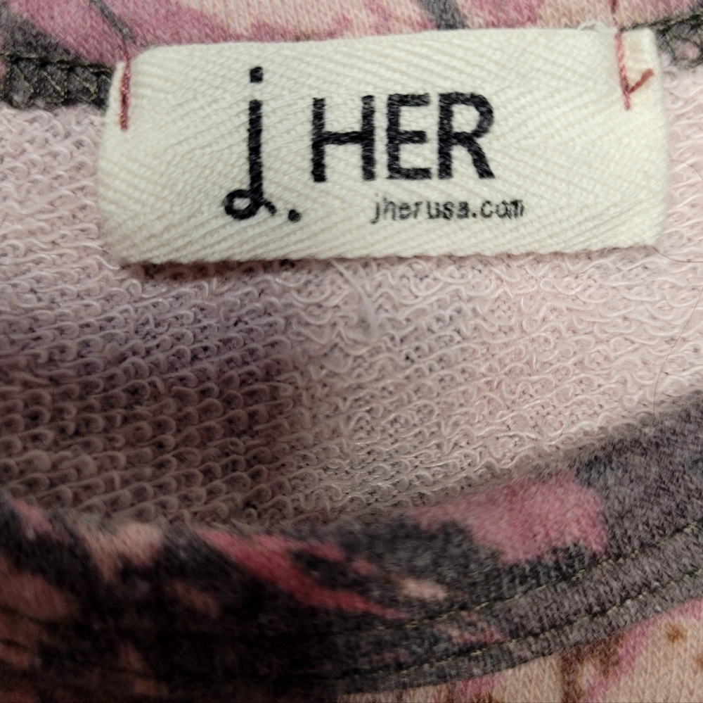 ​J. Her Pink Camo High-Low Oversized Crewneck Terrycloth Sweatshirt Boutique - Picture 5 of 6